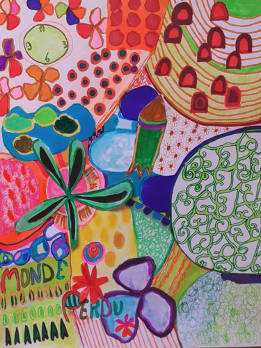 Un monde perdu 2 (Immobiles)#artistsupportpledge Zeichnungen mit dem Titel "Un monde perdu 2 (I…" von Brigite Oury, Original-Kunstwerk, Marker
