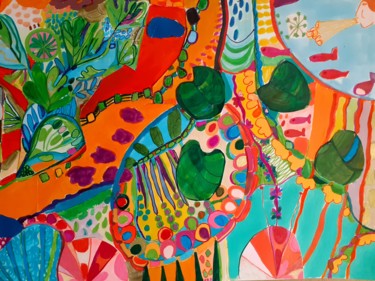 Dessin intitulée "Poissons" par Brigite Oury, Œuvre d'art originale, Marqueur
