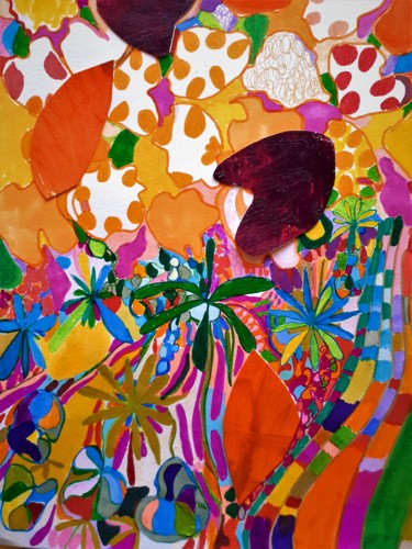 Dessin intitulée "Végétal" par Brigite Oury, Œuvre d'art originale, Marqueur