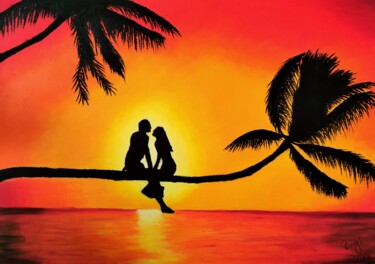 Peinture intitulée "Sunset romance" par Brigitta Lukács, Œuvre d'art originale, Pastel