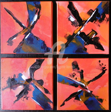 Painting titled "abstrait13" by Brigitte Barcelo, Original Artwork, Acrylic Mounted on Wood Panel