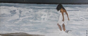 Painting titled "jeune fille bord de…" by Brigitte Barcelo, Original Artwork, Acrylic