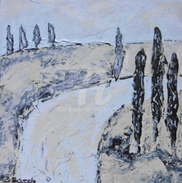 Peinture intitulée "Peupliers 2" par Brigitte Barcelo, Œuvre d'art originale, Acrylique
