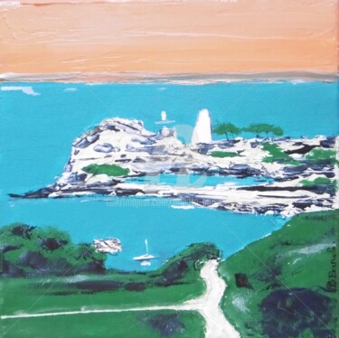 Peinture intitulée "Mer et paysage 5" par Brigitte Barcelo, Œuvre d'art originale, Acrylique