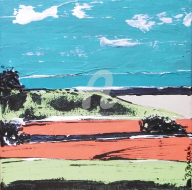 Painting titled "Mer et paysage" by Brigitte Barcelo, Original Artwork, Acrylic