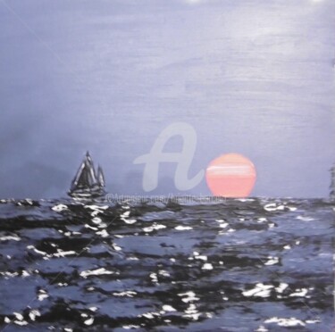 Peinture intitulée "La mer de  nuit" par Brigitte Barcelo, Œuvre d'art originale, Acrylique