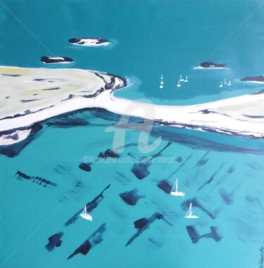 Pintura intitulada "L archipel des Glén…" por Brigitte Barcelo, Obras de arte originais, Acrílico