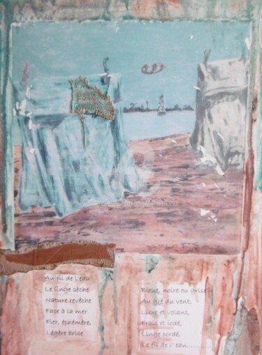 Pintura titulada "Le fil à linges" por Brigitte Barcelo, Obra de arte original, Acrílico