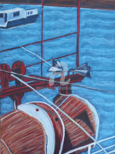 Malerei mit dem Titel "Bateau de pêche" von Brigitte Barcelo, Original-Kunstwerk, Acryl