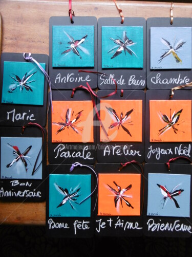 绘画 标题为“Ardoises décoratives” 由Brigitte Barcelo, 原创艺术品, 丙烯 安装在其他刚性面板上
