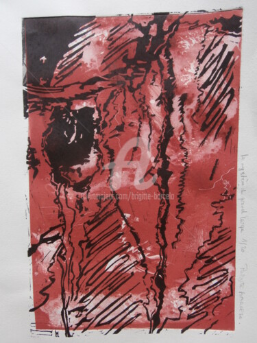 Incisioni, stampe intitolato "Le mystère du grand…" da Brigitte Barcelo, Opera d'arte originale, incisione Montato su Cartone