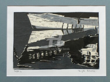 Gravures & estampes intitulée "reflet 1" par Brigitte Barcelo, Œuvre d'art originale, Gravure Monté sur Carton