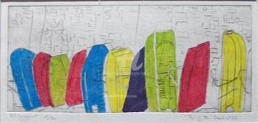 Gravures & estampes intitulée "Alignement" par Brigitte Barcelo, Œuvre d'art originale, Gravure