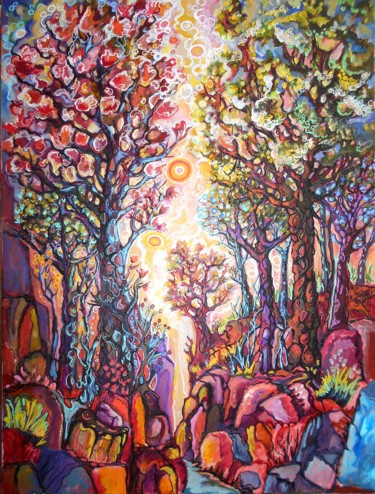 Peinture intitulée "In the forest" par Brigitte Belhache-Brivoal, Œuvre d'art originale, Acrylique