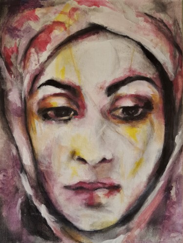 Painting titled "Femme Orientale- Co…" by Brigitte Benitah, Original Artwork, Acrylic