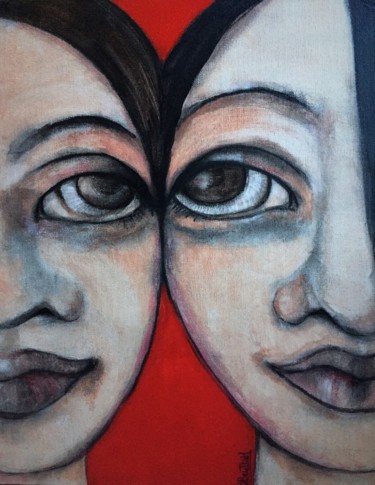 Painting titled "face-to-face#Artist…" by Brigitte Benitah, Original Artwork, Acrylic