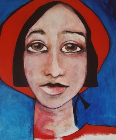 Pintura intitulada "la femme au chapeau…" por Brigitte Benitah, Obras de arte originais, Acrílico
