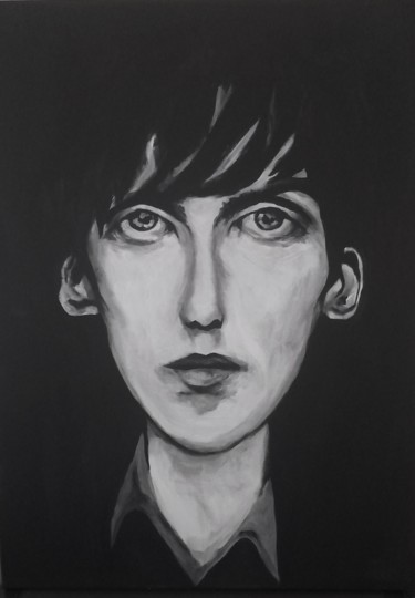 Portrait homme - 6 - noir et blanc Schilderij getiteld "Portrait homme - 6…" door Brigitte Benitah, Origineel Kunstwerk, Acryl
