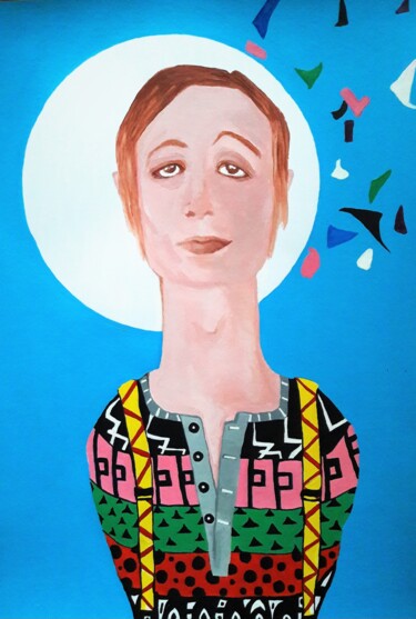 Malerei mit dem Titel "Portrait fantaisie…" von Brigitte Benitah, Original-Kunstwerk, Acryl