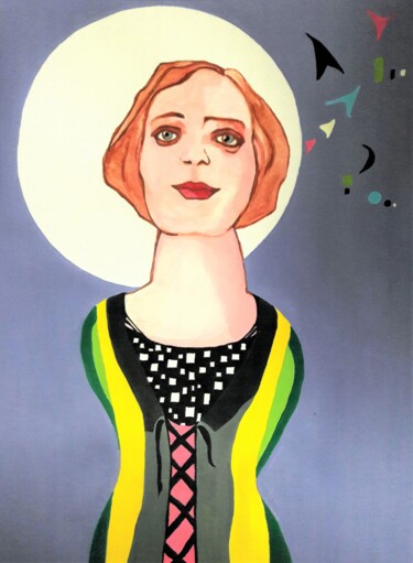 Painting titled "portrait fantaisie…" by Brigitte Benitah, Original Artwork, Acrylic
