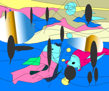 Digitale Kunst mit dem Titel "Ferienglück" von Brigitte Böhme, Original-Kunstwerk, Digitale Malerei