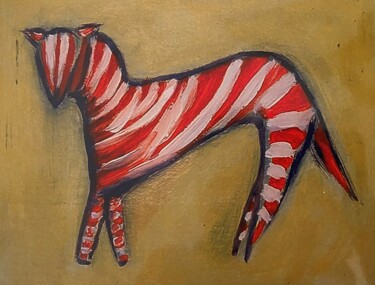 Pintura intitulada "kleines Zebra" por Brigitte Böhme, Obras de arte originais, Acrílico