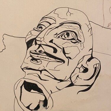Zeichnungen mit dem Titel "Männerkopf" von Brigitte Böhme, Original-Kunstwerk, Marker
