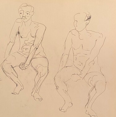 Zeichnungen mit dem Titel "Aktskizze" von Brigitte Böhme, Original-Kunstwerk, Kugelschreiber