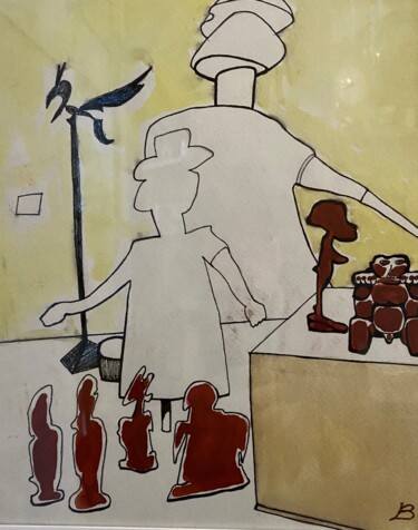"Afrika im Museum" başlıklı Tablo Brigitte Böhme tarafından, Orijinal sanat, Suluboya