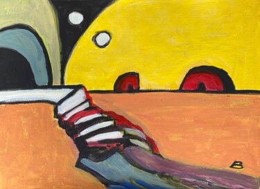 Malerei mit dem Titel "Wüstentreppe" von Brigitte Böhme, Original-Kunstwerk, Acryl