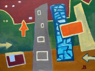 Painting titled "Stadtlandschaft" by Brigitte Böhme, Original Artwork, Acrylic