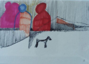 Zeichnungen mit dem Titel "Hundeleben" von Brigitte Böhme, Original-Kunstwerk, Marker