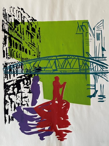 Painting titled "Der rote Bootsmann" by Brigitte Böhme, Original Artwork, Screenprinting