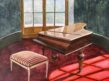 Schilderij getiteld "Warten auf die Musik" door Brigitte Böhme, Origineel Kunstwerk, Acryl