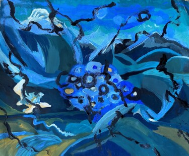 Peinture intitulée "Blaue Komposition" par Brigitte Böhme, Œuvre d'art originale, Acrylique