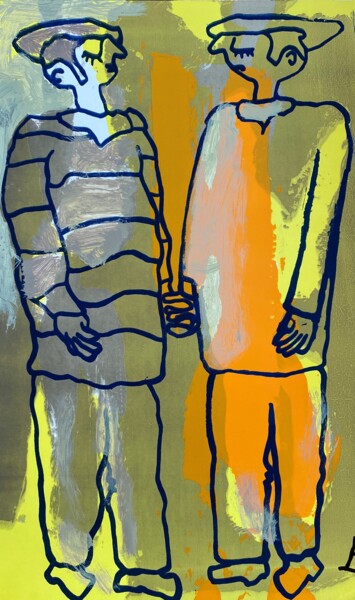 Painting titled "rechts - links" by Brigitte Böhme, Original Artwork, Screenprinting