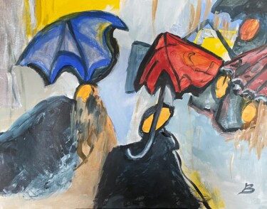 Painting titled "Sturm und Regen" by Brigitte Böhme, Original Artwork, Acrylic