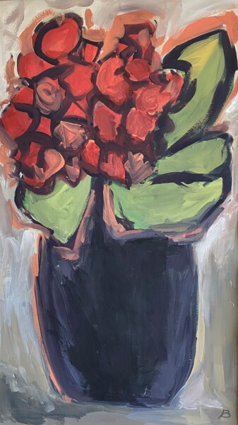 Painting titled "Blumen im dunklen T…" by Brigitte Böhme, Original Artwork, Acrylic