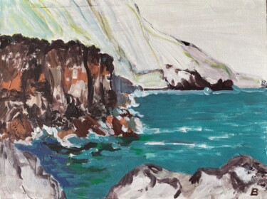 Malerei mit dem Titel "Felsenküste" von Brigitte Böhme, Original-Kunstwerk, Acryl