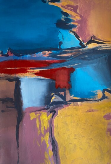 Malerei mit dem Titel "Aufstieg ins Blaue" von Brigitte Böhme, Original-Kunstwerk, Acryl