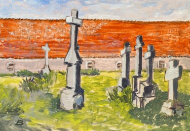 Peinture intitulée "Friedhof beim Klost…" par Brigitte Böhme, Œuvre d'art originale, Acrylique