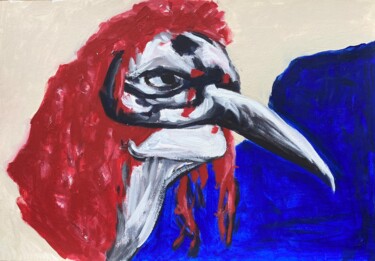 Painting titled "Vogelmaske" by Brigitte Böhme, Original Artwork, Acrylic