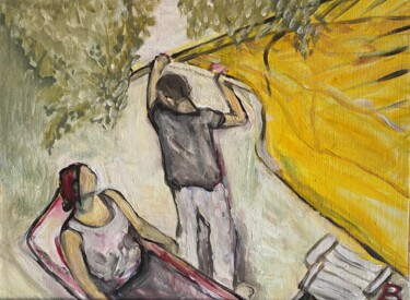 Malerei mit dem Titel "Das Sonnensegel" von Brigitte Böhme, Original-Kunstwerk, Acryl