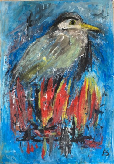 Painting titled "Der Vogel Phoenix v…" by Brigitte Böhme, Original Artwork, Acrylic