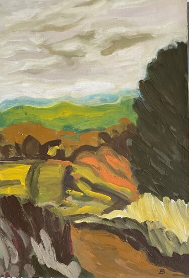 Painting titled "Braune Landschaft" by Brigitte Böhme, Original Artwork, Acrylic