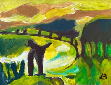 Malerei mit dem Titel "Landschaft im Norden" von Brigitte Böhme, Original-Kunstwerk, Acryl