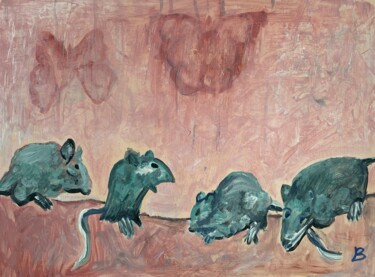Malerei mit dem Titel "Mäuschen" von Brigitte Böhme, Original-Kunstwerk, Acryl