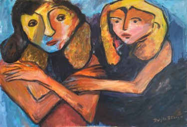 Schilderij getiteld "Mutter und Tochter" door Brigitte Böhme, Origineel Kunstwerk, Acryl
