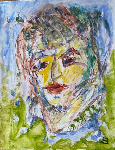 Schilderij getiteld "Portrait im Sommer" door Brigitte Böhme, Origineel Kunstwerk, Acryl