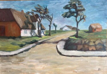 Malerei mit dem Titel "Straße auf Sylt" von Brigitte Böhme, Original-Kunstwerk, Öl